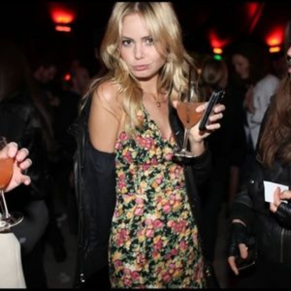 RVCA Floral Mini Dress in Black with Pink and Green Floral Print